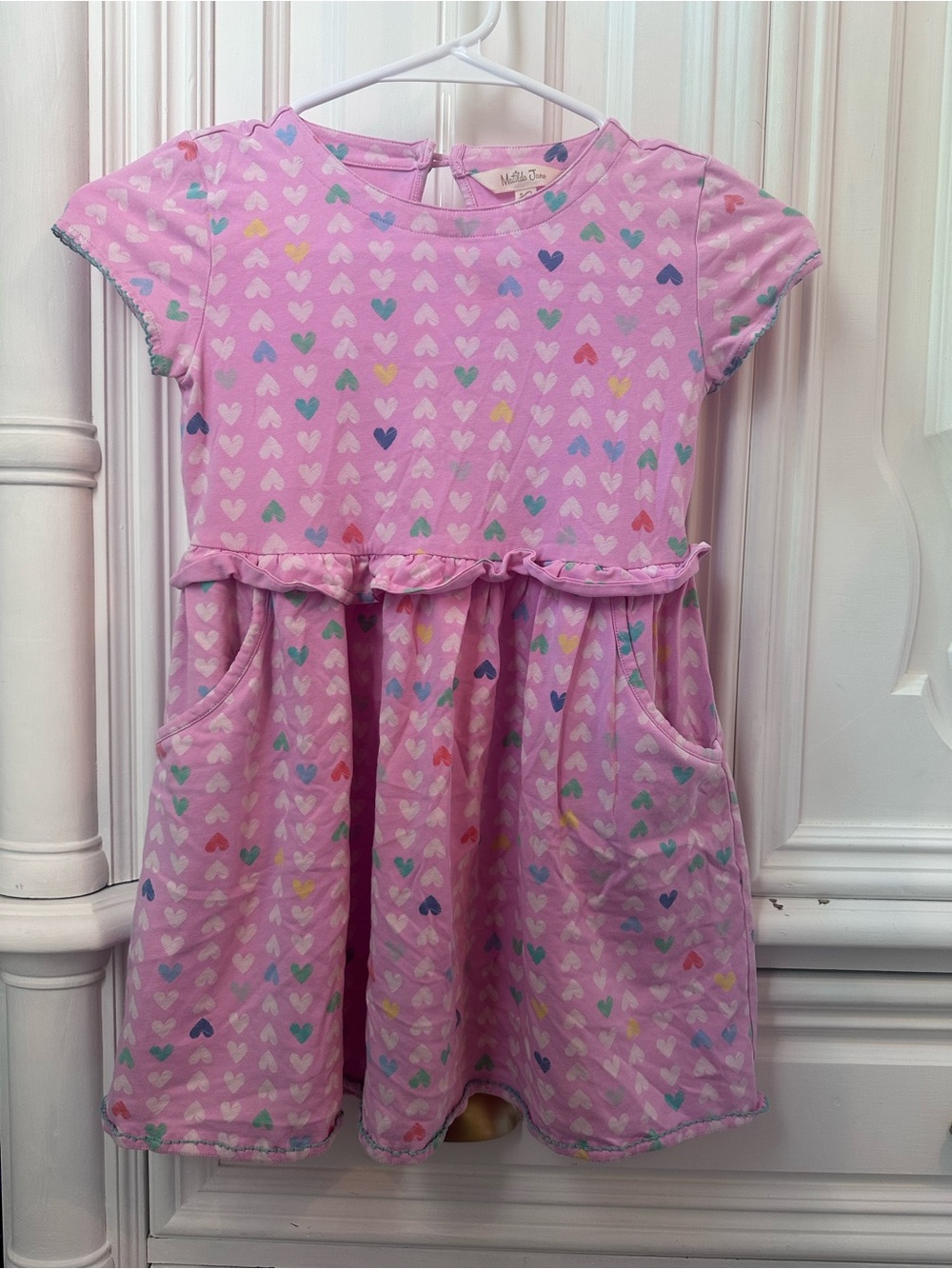 Matilda Jane Pink Heart-Print Casual Dress with Pockets